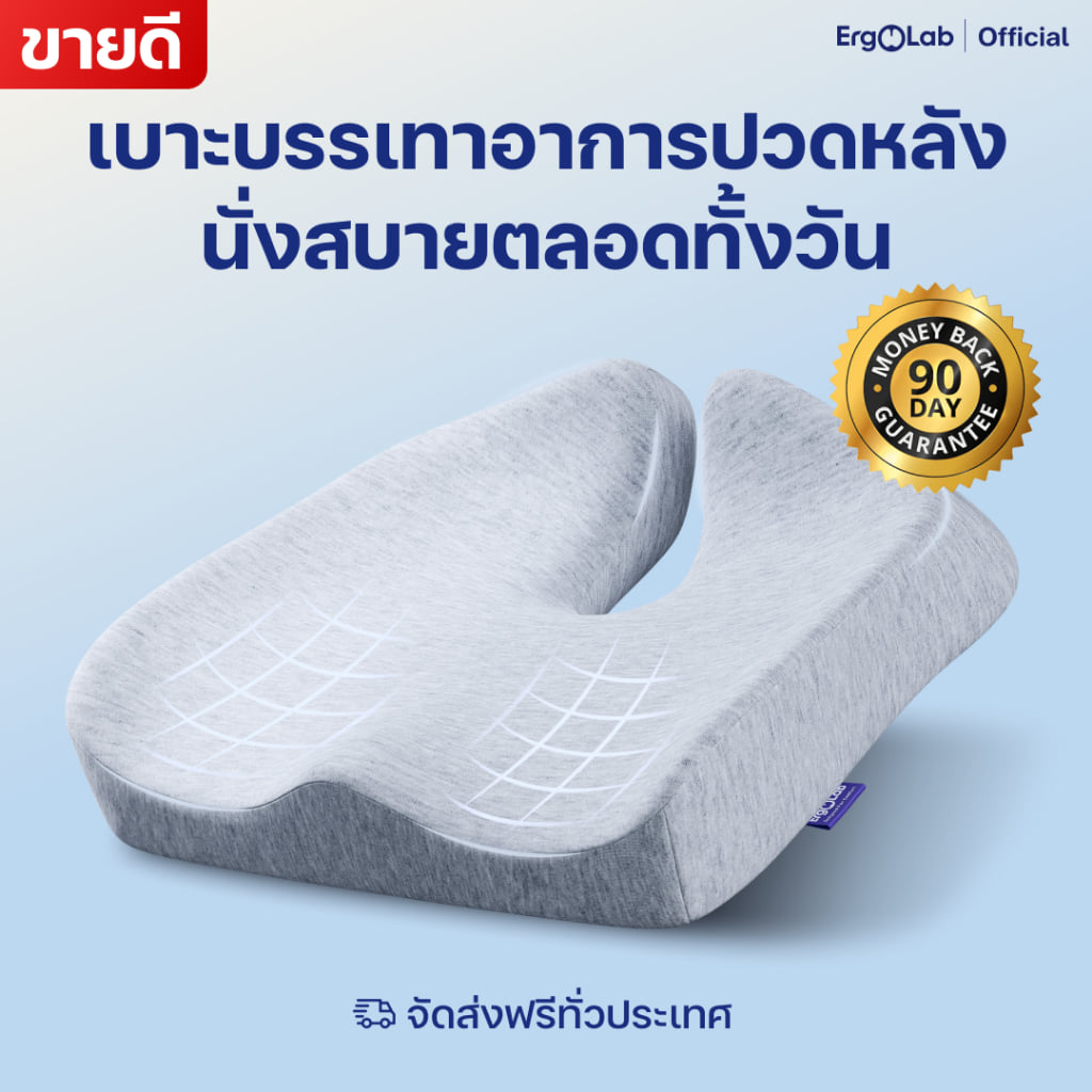 เบาะรองนั่ง ERGOLAB PRESSURE RELIEF SEAT CUSHION 48X40 ซม. สีเทา_1